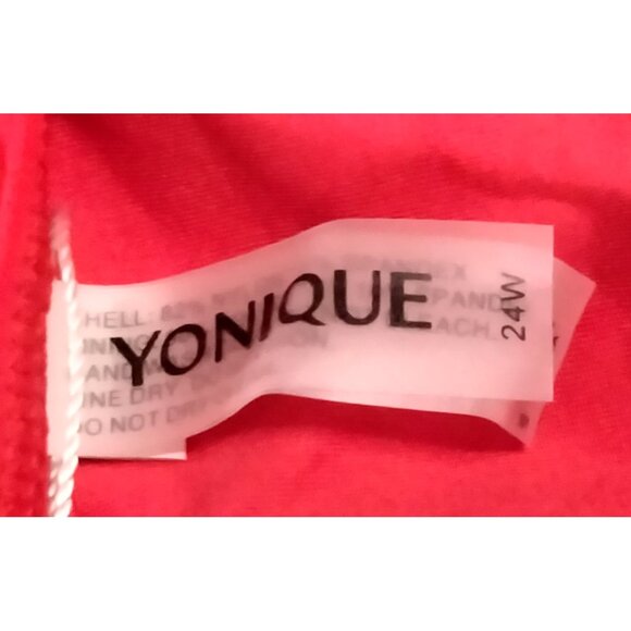 Yonique 2-Piece Swimsuit Blouson Tankini Tummy Control Polka Dot Bottom 24W - Picture 10 of 12